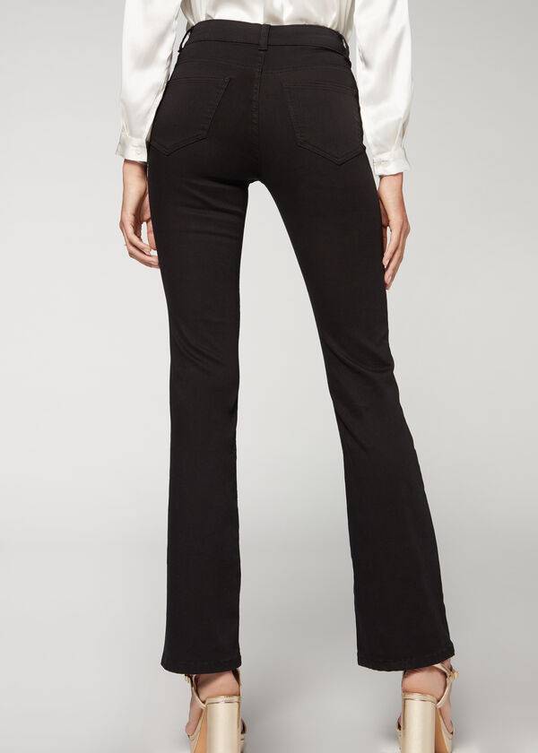 Jeans Calzedonia Super Flex Denim High Cintura Bootcut Mujer Negras | CL2612MA