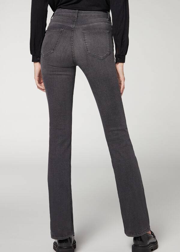 Jeans Calzedonia Super Flex Denim High Cintura Bootcut Mujer Gris | CL2613NB