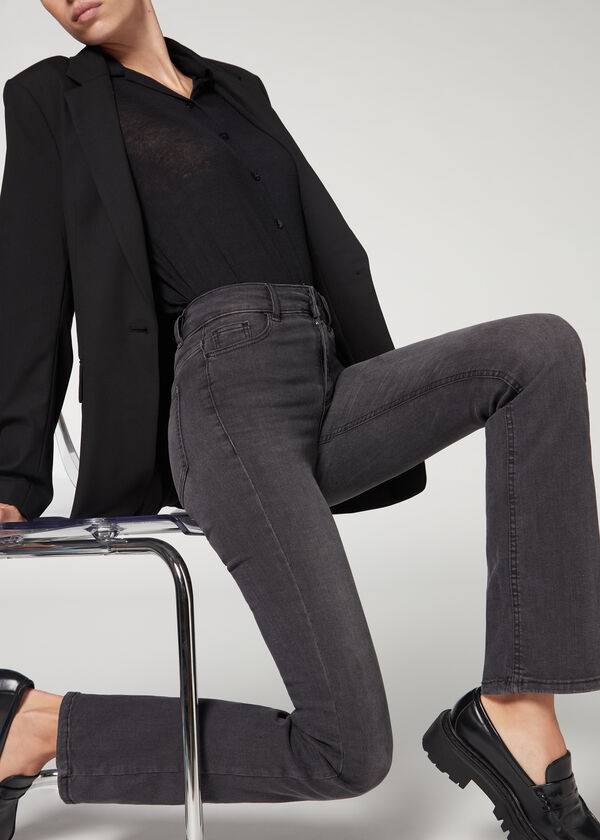 Jeans Calzedonia Super Flex Denim High Cintura Bootcut Mujer Gris | CL2613NB