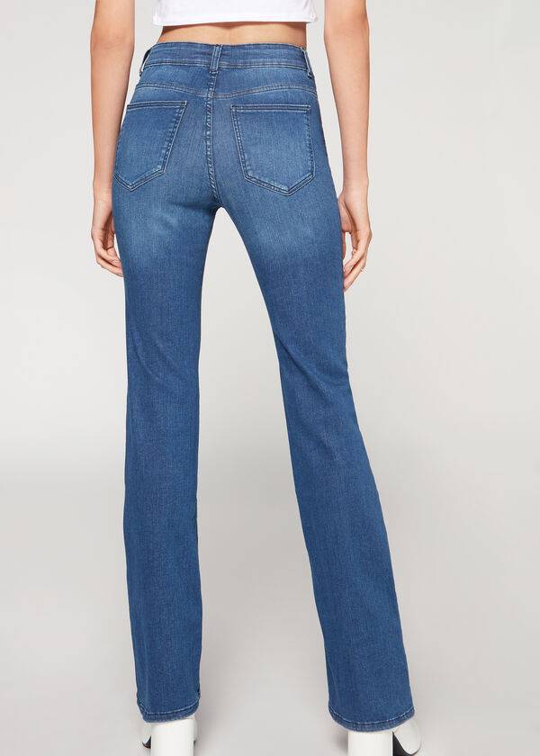 Jeans Calzedonia Super Flex Denim High Cintura Bootcut Mujer Azules | CL2614BC