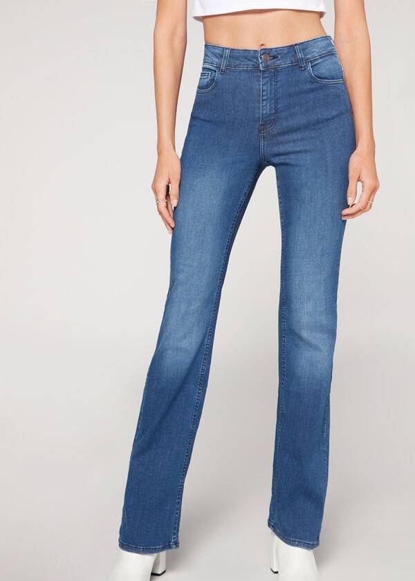 Jeans Calzedonia Super Flex Denim High Cintura Bootcut Mujer Azules | CL2614BC