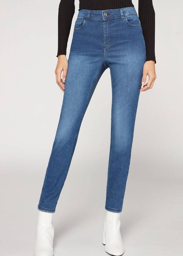 Jeans Calzedonia Super Flex Denim High Cintura Superskinny Mujer Azules | CL2615VD