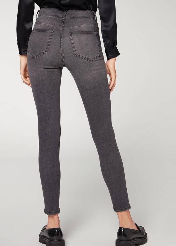 Jeans Calzedonia Super Flex Denim High Cintura Superskinny Mujer Gris | CL2616CE