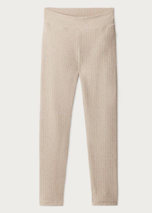 Leggins Calzedonia Acanalado with Cashmere Mujer Beige | CL2674OR