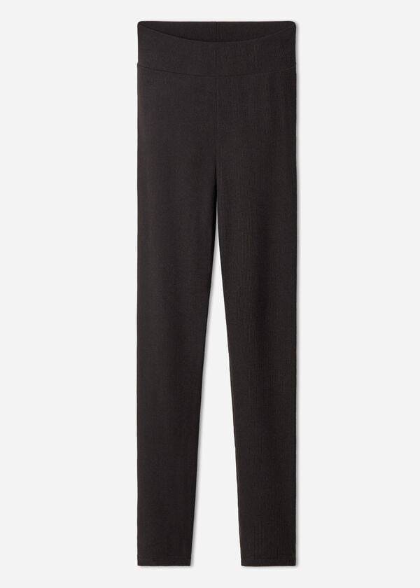 Leggins Calzedonia Acanalado with Cashmere Mujer Negras | CL2675IS