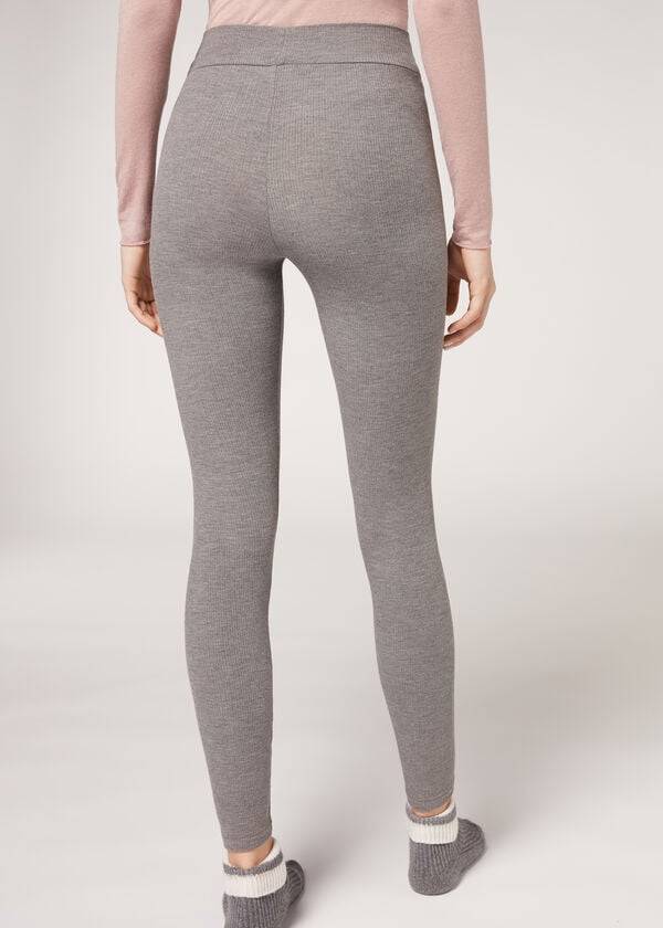 Leggins Calzedonia Acanalado with Cashmere Mujer Gris | CL2676UT