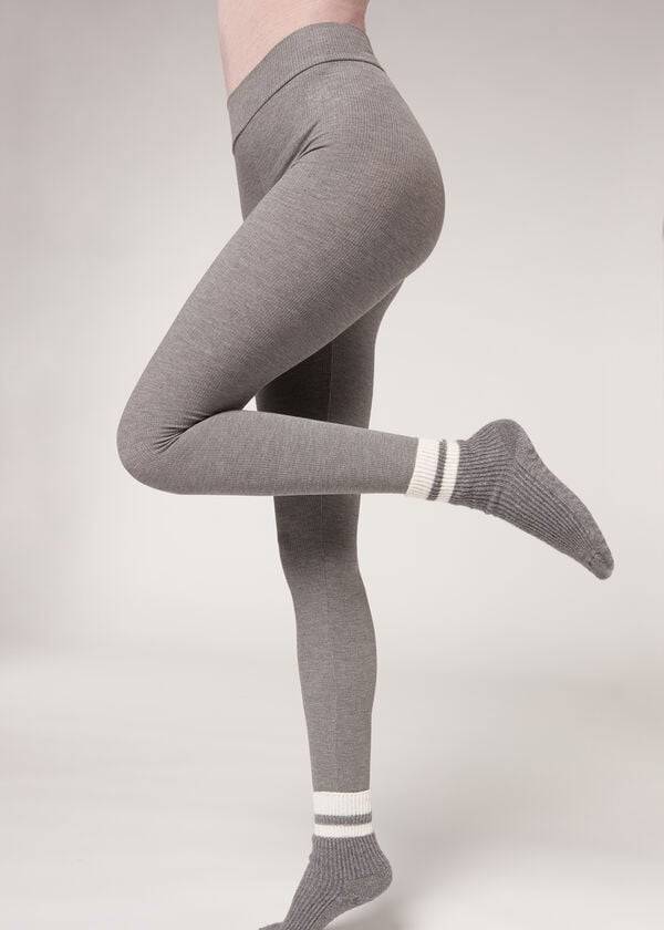 Leggins Calzedonia Acanalado with Cashmere Mujer Gris | CL2676UT