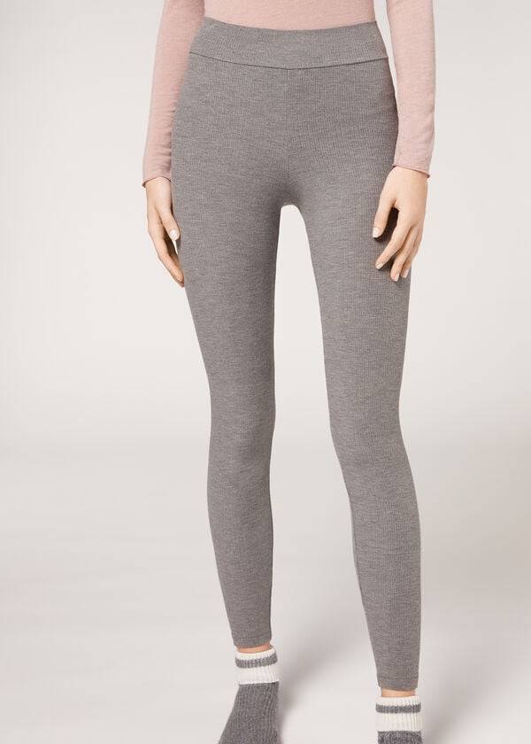 Leggins Calzedonia Acanalado with Cashmere Mujer Gris | CL2676UT