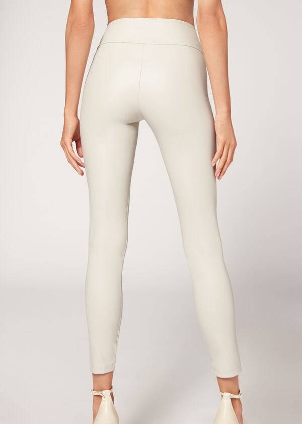 Leggins Calzedonia Cuero Effect Mujer Blancas | CL2665KI
