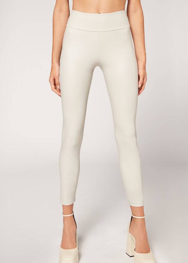Leggins Calzedonia Cuero Effect Mujer Blancas | CL2665KI