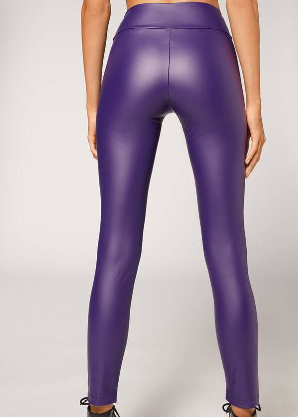 Leggins Calzedonia Cuero Effect Mujer Moradas | CL2666JJ