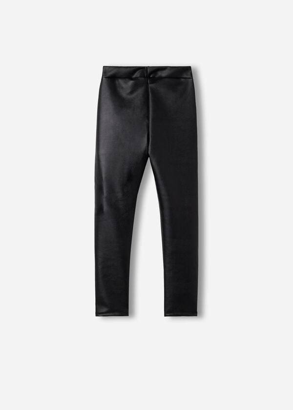 Leggins Calzedonia Cuero Effect Thermal Niños Negras | CL3134WY