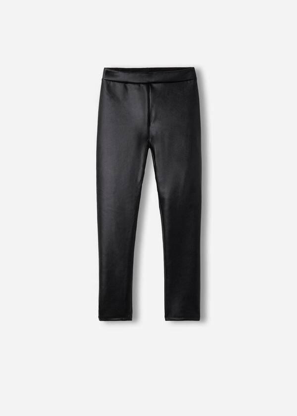 Leggins Calzedonia Cuero Effect Thermal Niños Negras | CL3134WY