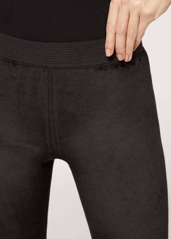 Leggins Calzedonia Double Faced Plush Mujer Negras | CL2642GL