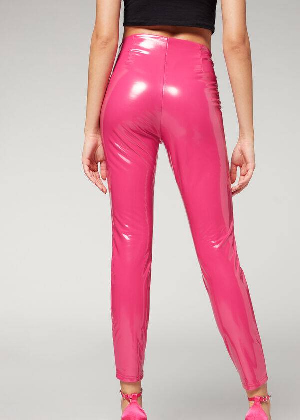 Leggins Calzedonia Flaco in Thermal Vinyl Mujer Rosas | CL2684NB