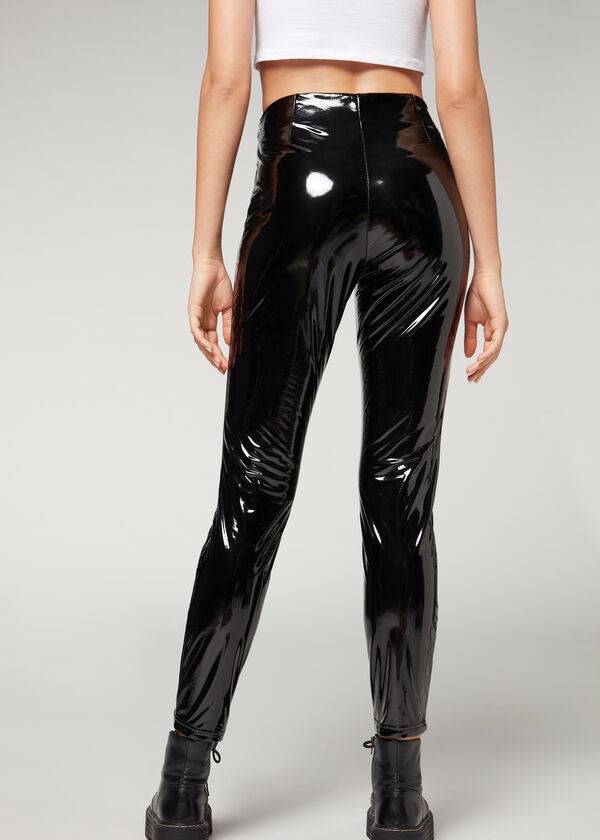 Leggins Calzedonia Flaco in Thermal Vinyl Mujer Negras | CL2686VD