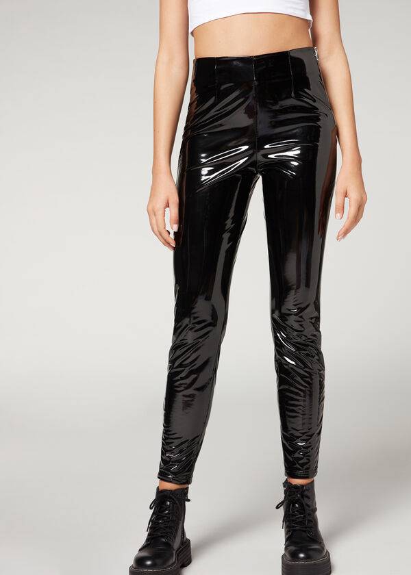 Leggins Calzedonia Flaco in Thermal Vinyl Mujer Negras | CL2686VD
