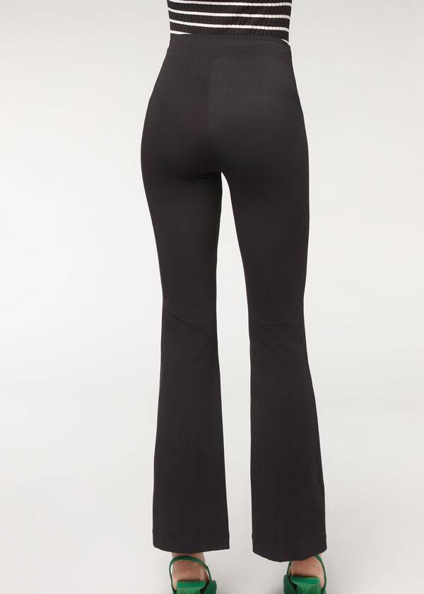 Leggins Calzedonia Flared in Supima Ultra Light Algodon Mujer Negras | CL2654EX