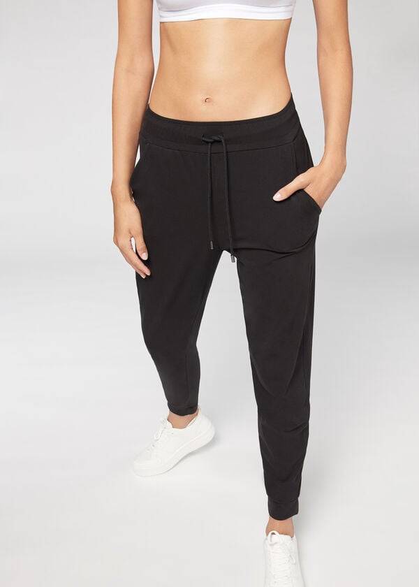 Leggins Calzedonia Jogger in Ultra Light Supima Algodon Mujer Negras | CL2662XF