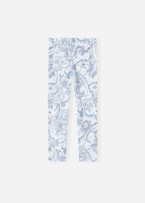 Leggins Calzedonia Paisley-Print Denim Niños Blancas Azules | CL3136MA