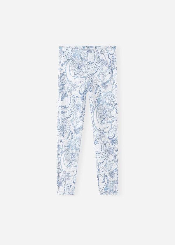 Leggins Calzedonia Paisley-Print Denim Niños Blancas Azules | CL3136MA