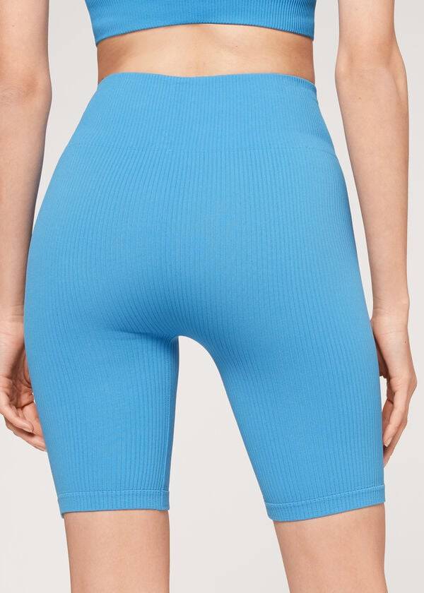 Leggins Calzedonia Seamless Atléticos Bike Mujer Azules | CL2677YU