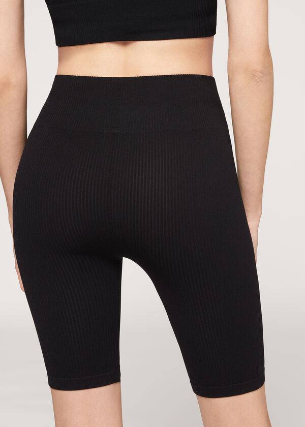 Leggins Calzedonia Seamless Atléticos Bike Mujer Negras | CL2678TV