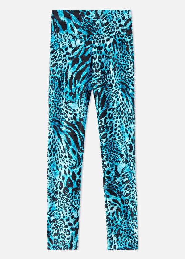 Leggins Calzedonia Shiny Animal-Print Atléticos Mujer Turquesa | CL2681WY