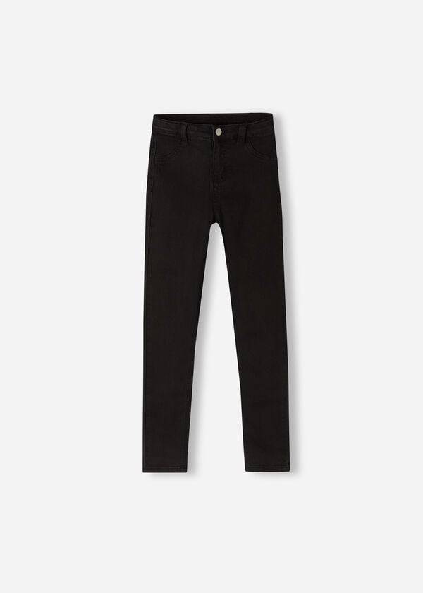 Leggins Calzedonia Soft Touch Denim Cropped Flaco Niños Negras Azules | CL3141DN