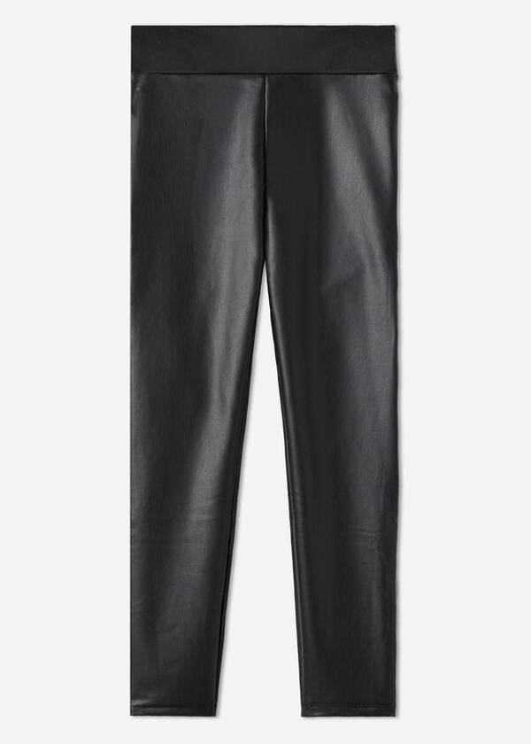 Leggins Calzedonia Thermal Cuero Effect Mujer Negras | CL2700PQ