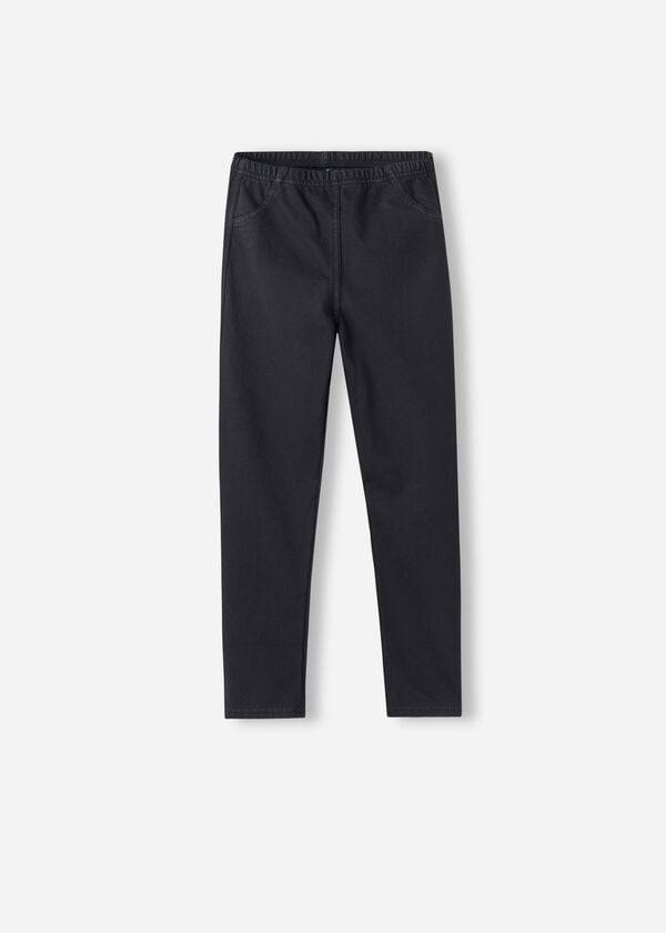 Leggins Calzedonia Thermal Denim Niños Negras | CL3146IS