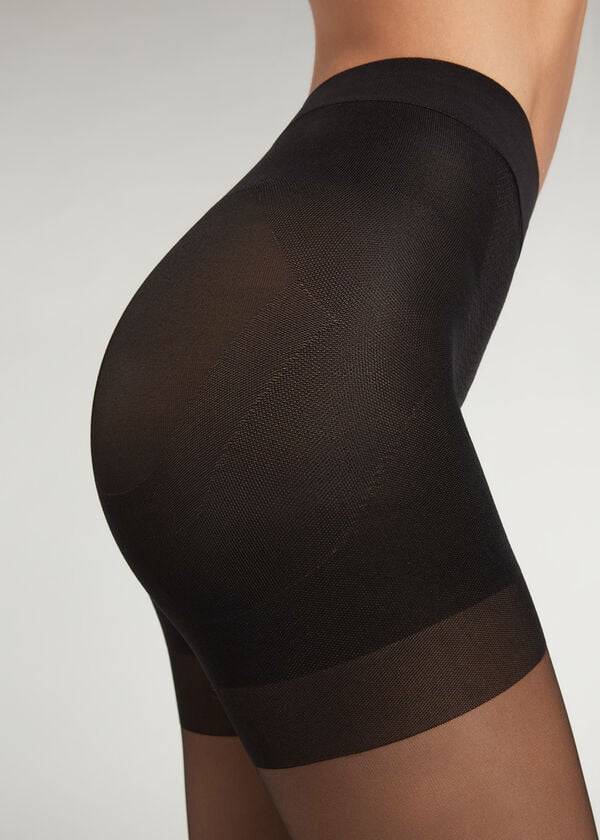 Mallas Calzedonia 15 Denier Total Shaper Sheer Mujer Negras | CL1139BC