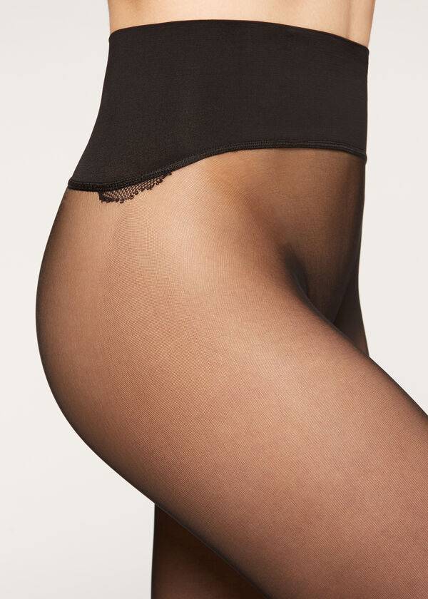 Mallas Calzedonia 20 Denier Seamless Totally Invisible Sheer Mujer Negras | CL1156GL