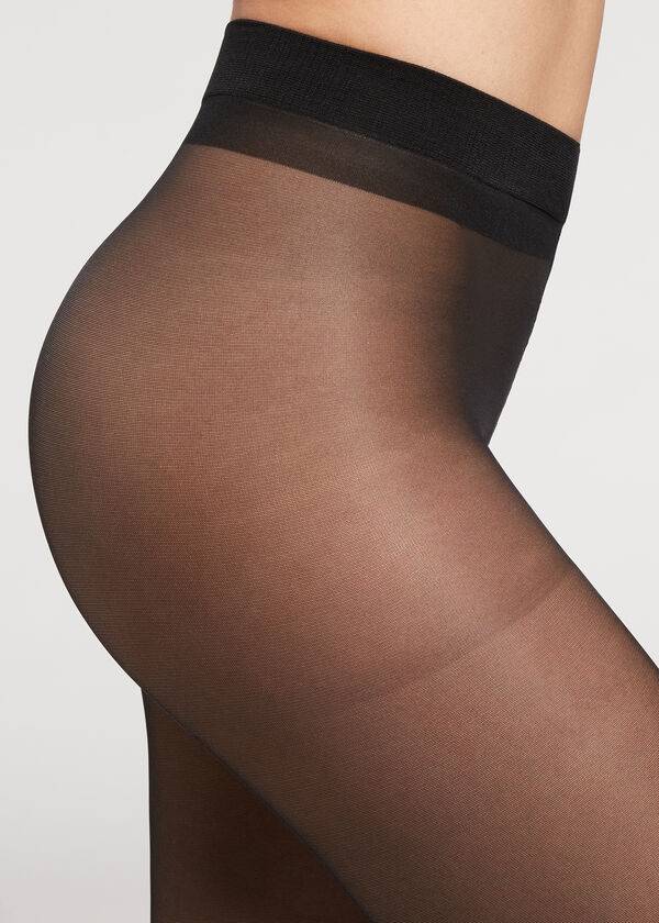 Mallas Calzedonia 30 Denier Sheer Shaping with Control Top Mujer Negras | CL1185KI