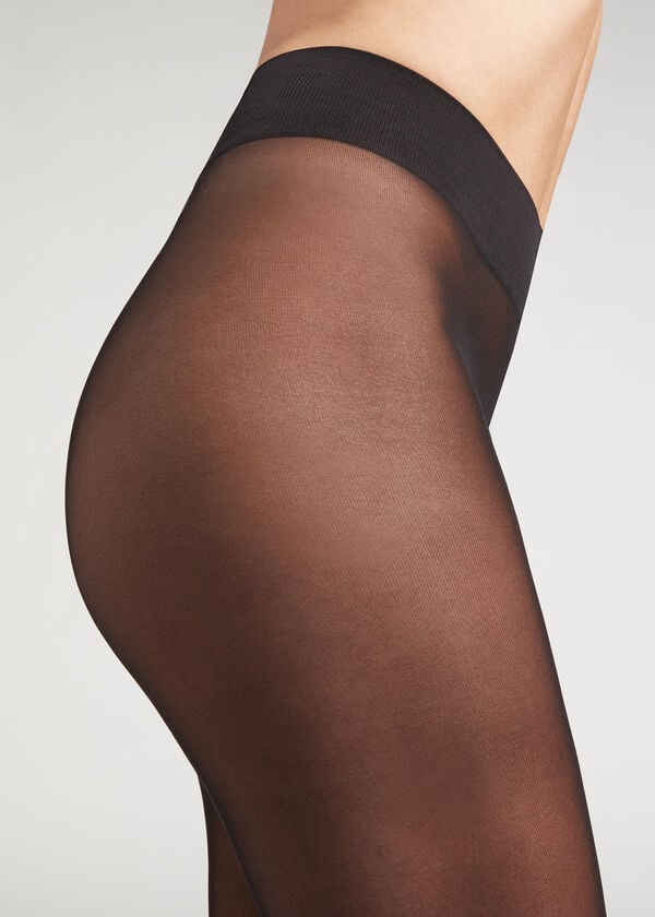 Mallas Calzedonia 30 Denier Total Comodidad Soft Touch Opaque Mujer Negras | CL1017YU