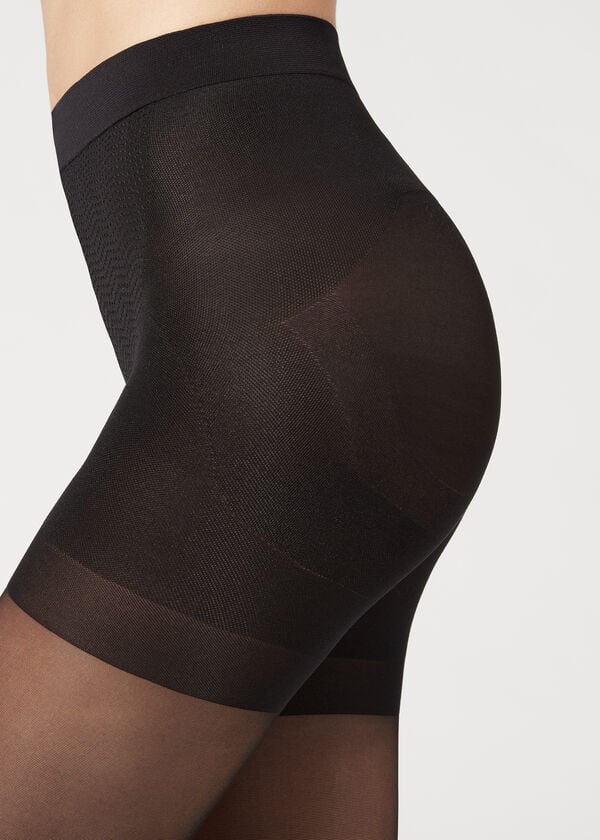Mallas Calzedonia 30 Denier Total Shaper Sheer Mujer Negras | CL1192NB