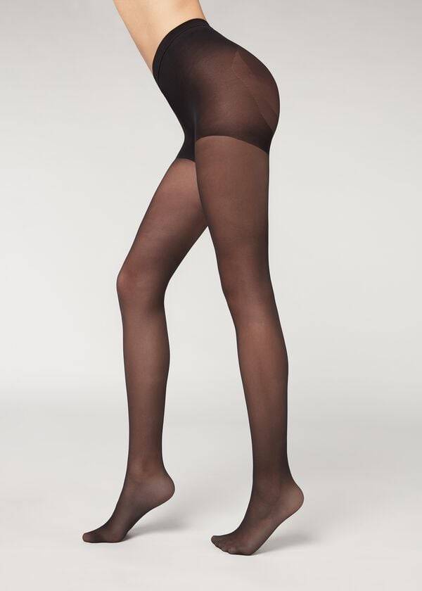 Mallas Calzedonia 30 Denier Total Shaper Sheer Sexy Mujer Negras | CL1194QZ