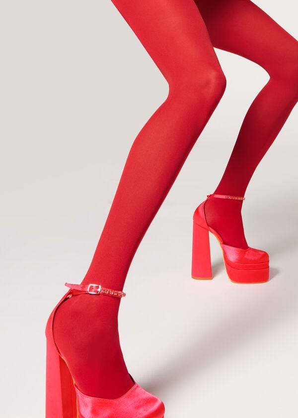 Mallas Calzedonia 50 Denier Total Comodidad Soft Touch Opaque Mujer Rojas | CL1028JJ