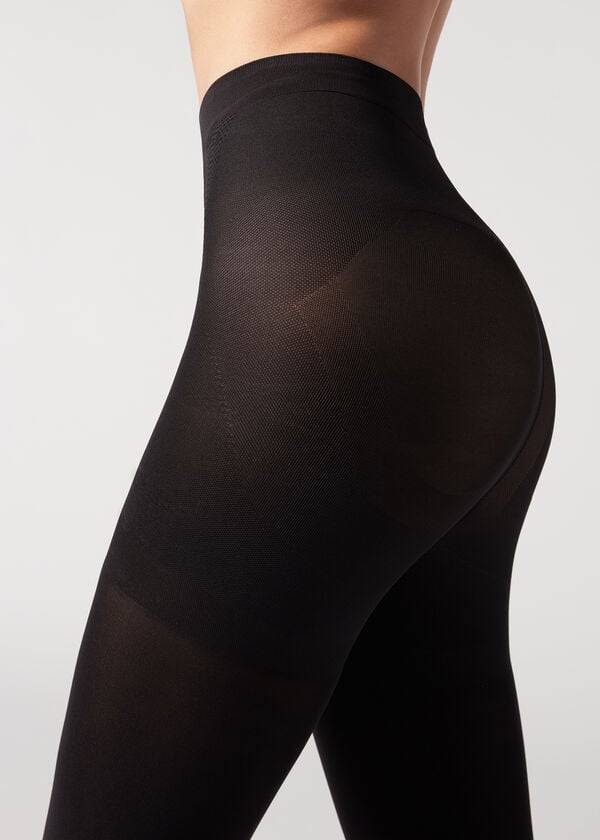 Mallas Calzedonia 80 Denier Super Opaque Total Shaper Mujer Negras | CL1048AP