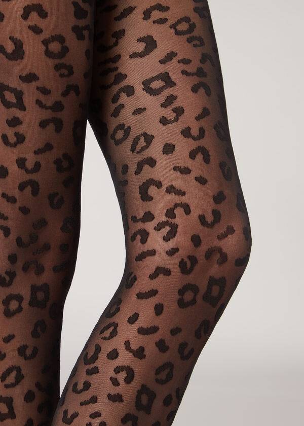 Mallas Calzedonia Animal Pattern 30 Denier Sheer Patterned Mujer Negras | CL1084XF