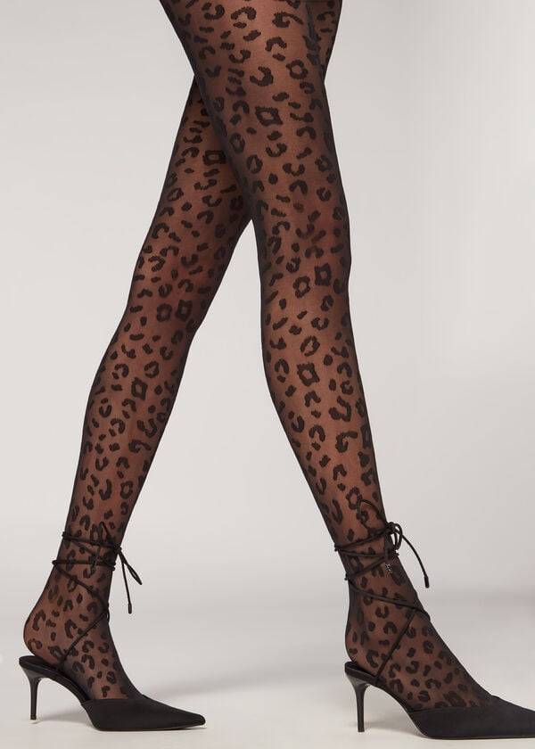 Mallas Calzedonia Animal Pattern 30 Denier Sheer Patterned Mujer Negras | CL1084XF
