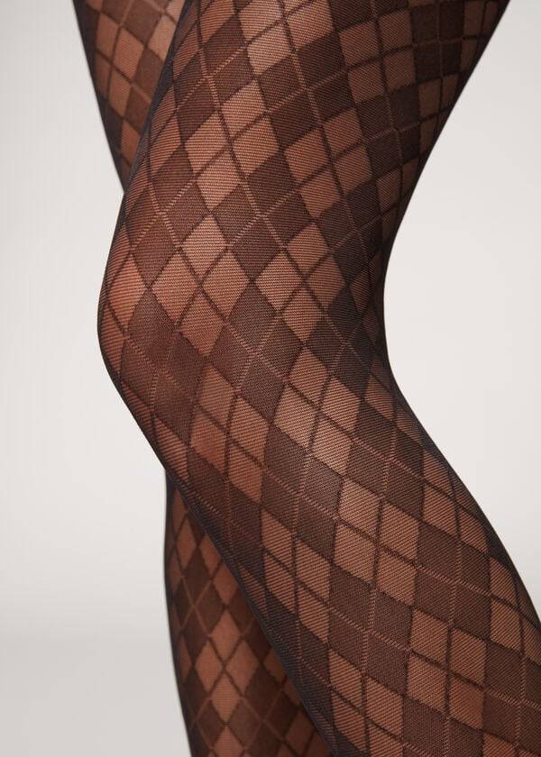 Mallas Calzedonia Argyle 50 Denier Sheer Patterned Mujer Negras | CL1086VD