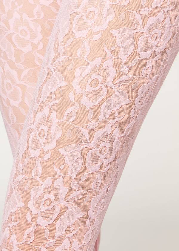 Mallas Calzedonia Colored Floral Encaje Patterned Mujer Rosas | CL1089MA