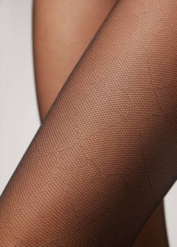 Mallas Calzedonia Heart-Motif Micronet Eco Patterned Mujer Negras | CL1108LH