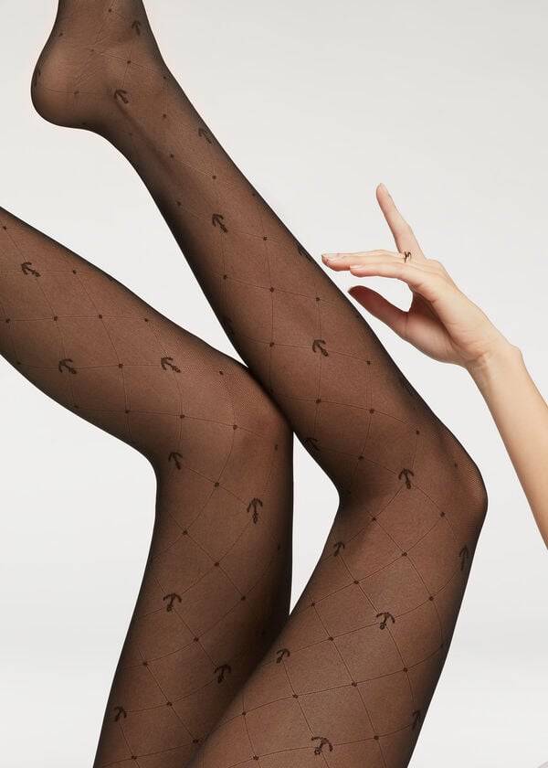 Mallas Calzedonia Marine Sheer 50 Denier Patterned Mujer Negras | CL1115MA