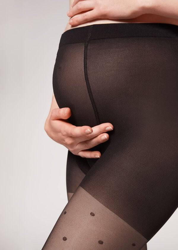 Mallas Calzedonia Maternity Polka Dot Mujer Negras | CL1006XF