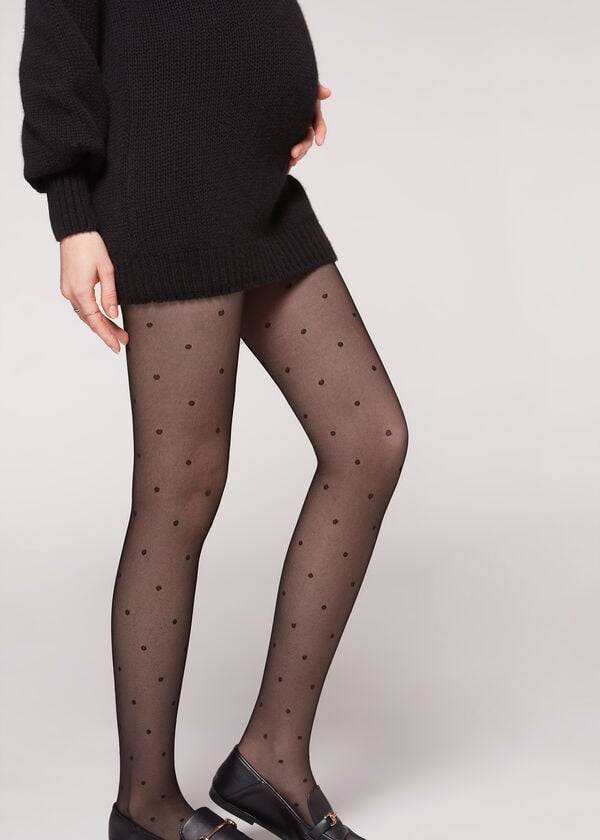 Mallas Calzedonia Maternity Polka Dot Mujer Negras | CL1006XF