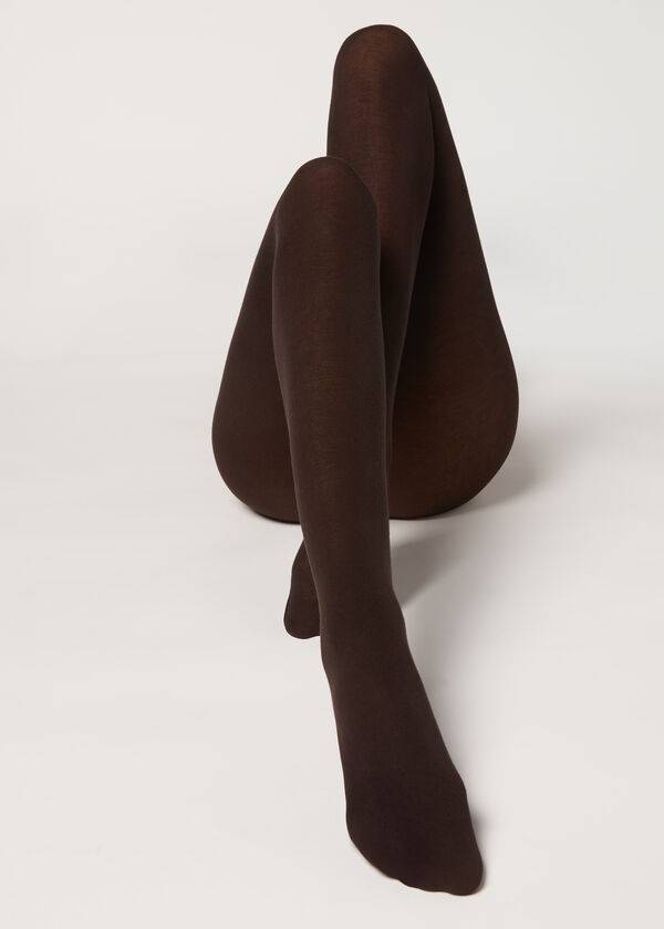 Mallas Calzedonia Opaque 150 Denier in Eco Algodon Mujer Cafe | CL1054JJ