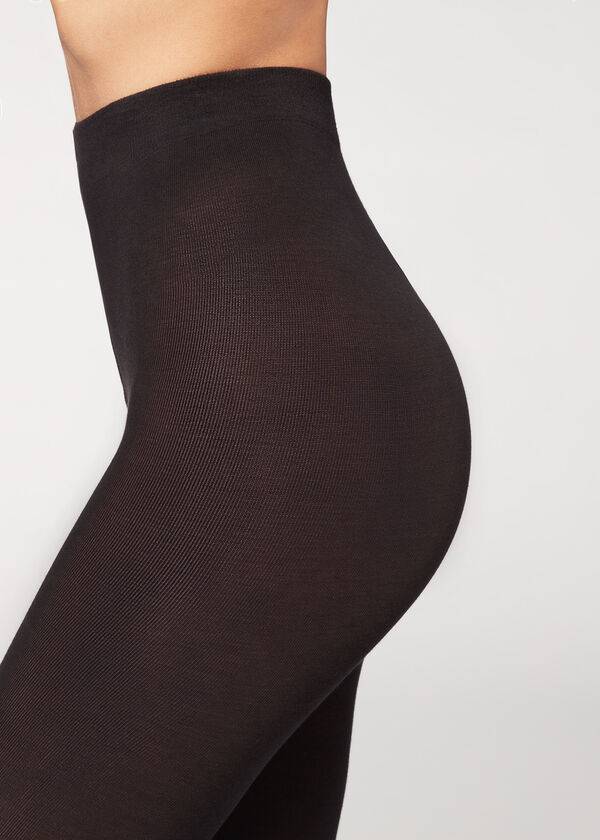 Mallas Calzedonia Opaque 150 Denier in Eco Algodon Mujer Negras | CL1056LH