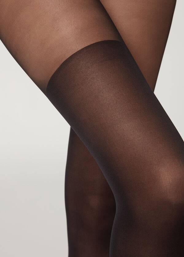 Mallas Calzedonia Over-The-Knee Sheer Mujer Negras | CL1225YU